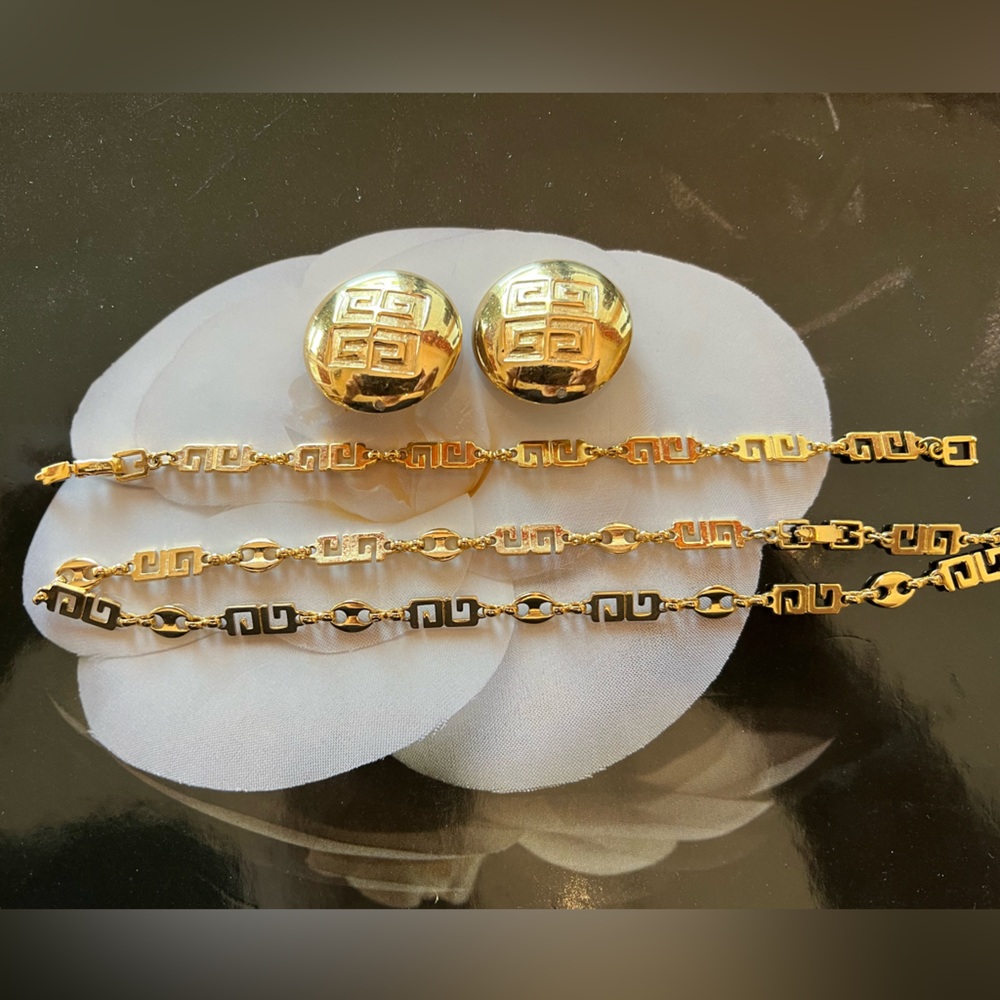 Givenchy Gold Geometric Set - includes earrings, bracelet, and necklace